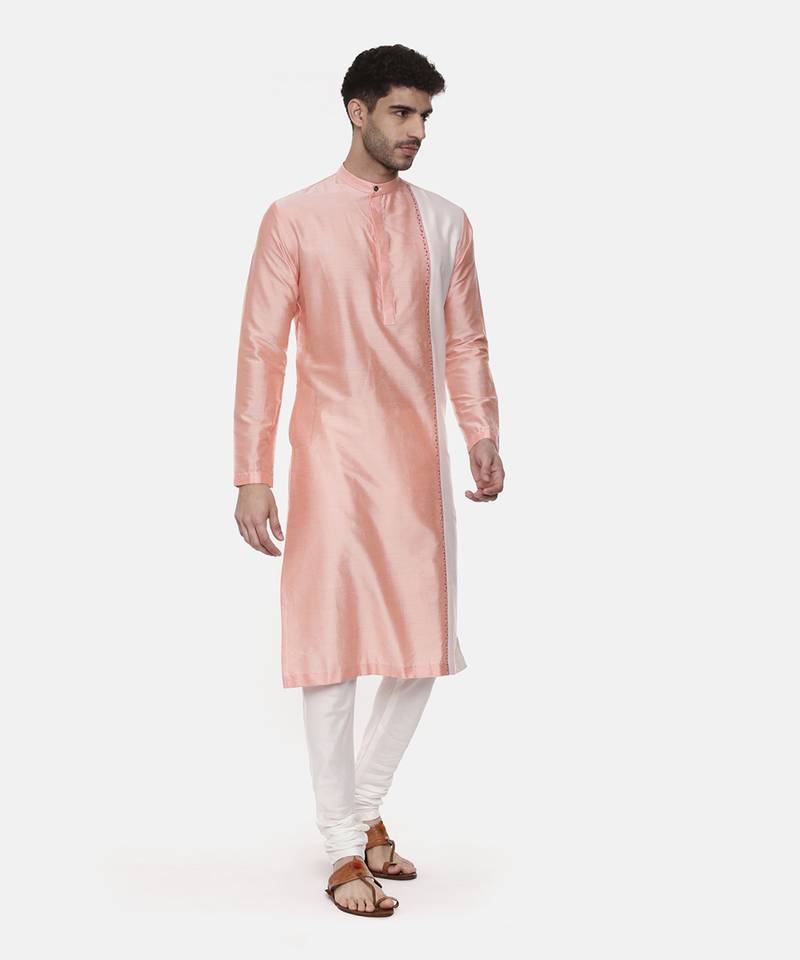 Pink Ivory Embroidered Silk Kurta
