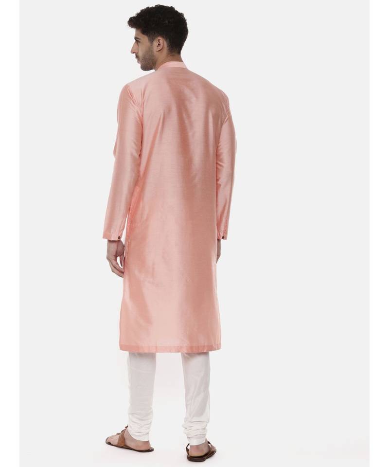 Pink Ivory Embroidered Silk Kurta