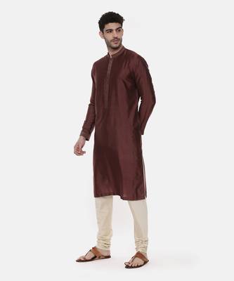 Classic Brown Silk Kurta 4