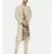 Beige Printed Silk Kurta