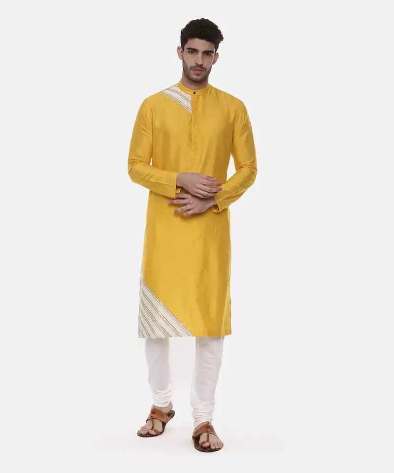 Yellow Silk Detail Kurta