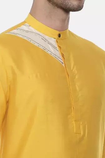 Yellow Silk Detail Kurta