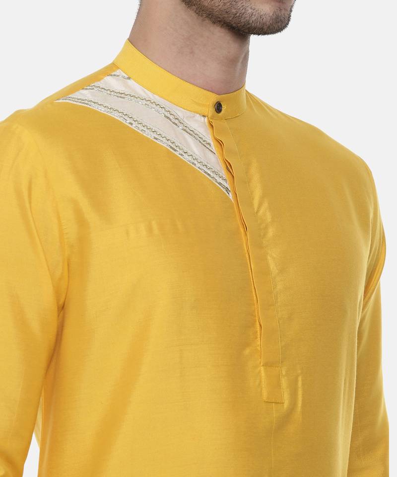 Yellow Silk Detail Kurta