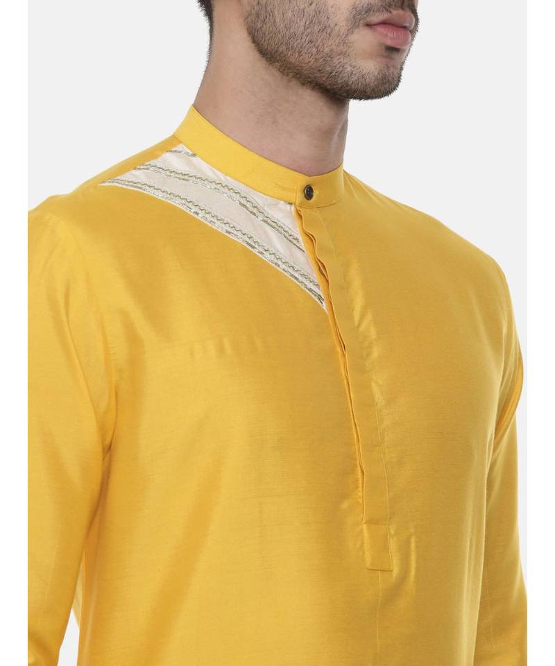 Yellow Silk Detail Kurta