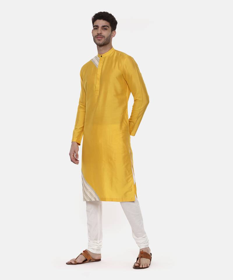 Yellow Silk Detail Kurta