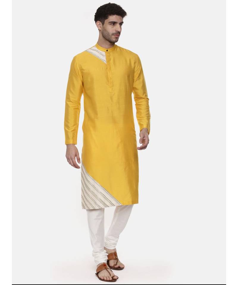 Yellow Silk Detail Kurta