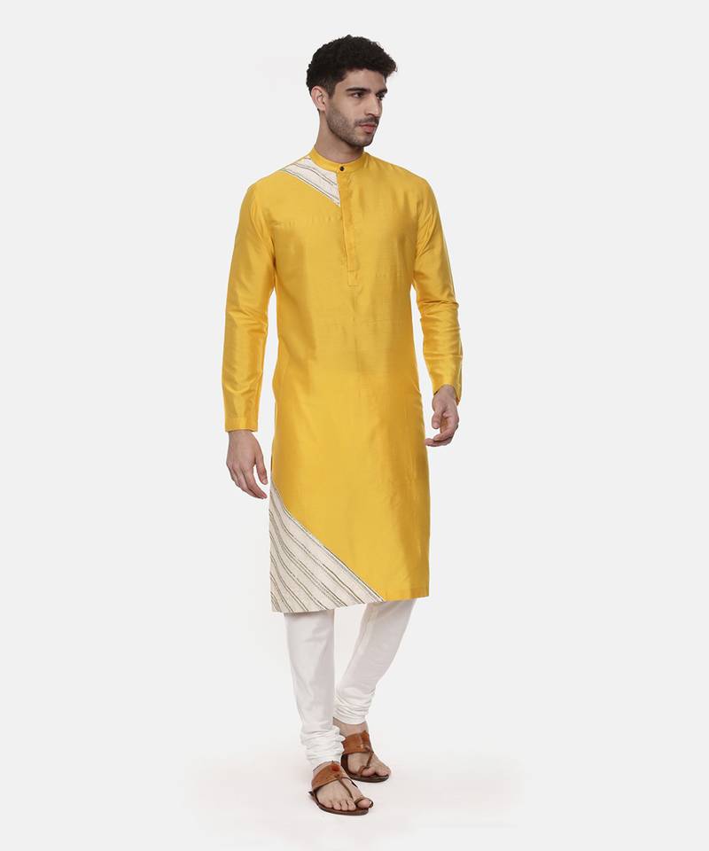 Yellow Silk Detail Kurta