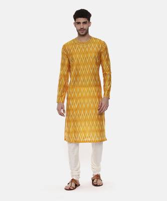 Silk Yellow Ikat Kurta 1
