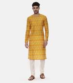 Silk Yellow Ikat Kurta
