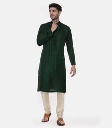 Green Silk Slub Mukaish Kurta