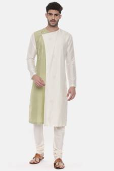 Green Ivory Wrap Around Silk Kurta
