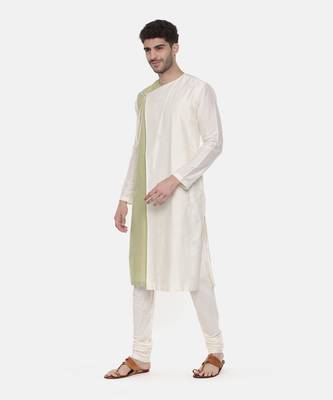 Green Ivory Wrap Around Silk Kurta 3
