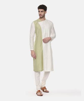 Green Ivory Wrap Around Silk Kurta 4