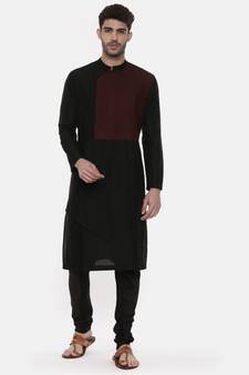 Black Silk Cut Away Kurta