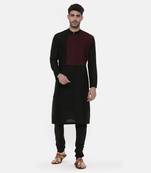 Black Silk Cut Away Kurta