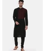 Black Silk Cut Away Kurta