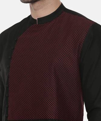 Black Silk Cut Away Kurta 2