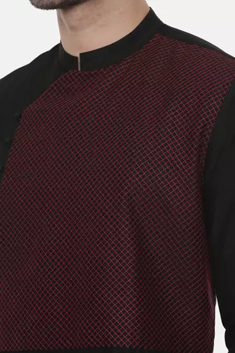 Black Silk Cut Away Kurta