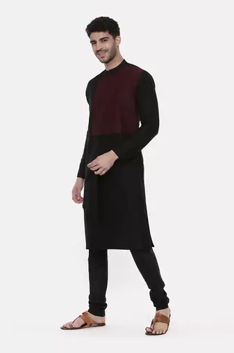 Black Silk Cut Away Kurta