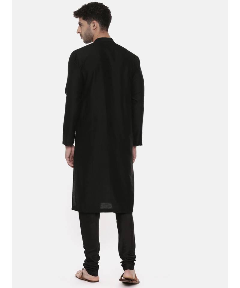 Black Silk Cut Away Kurta