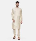 Beige Ivory Silk Cut Away Kurta
