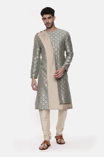 Banares Silk Brocade Green Kurta