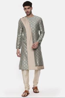 Banares Silk Brocade Green Kurta