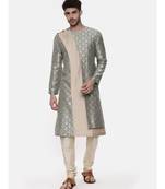 Banares Silk Brocade Green Kurta