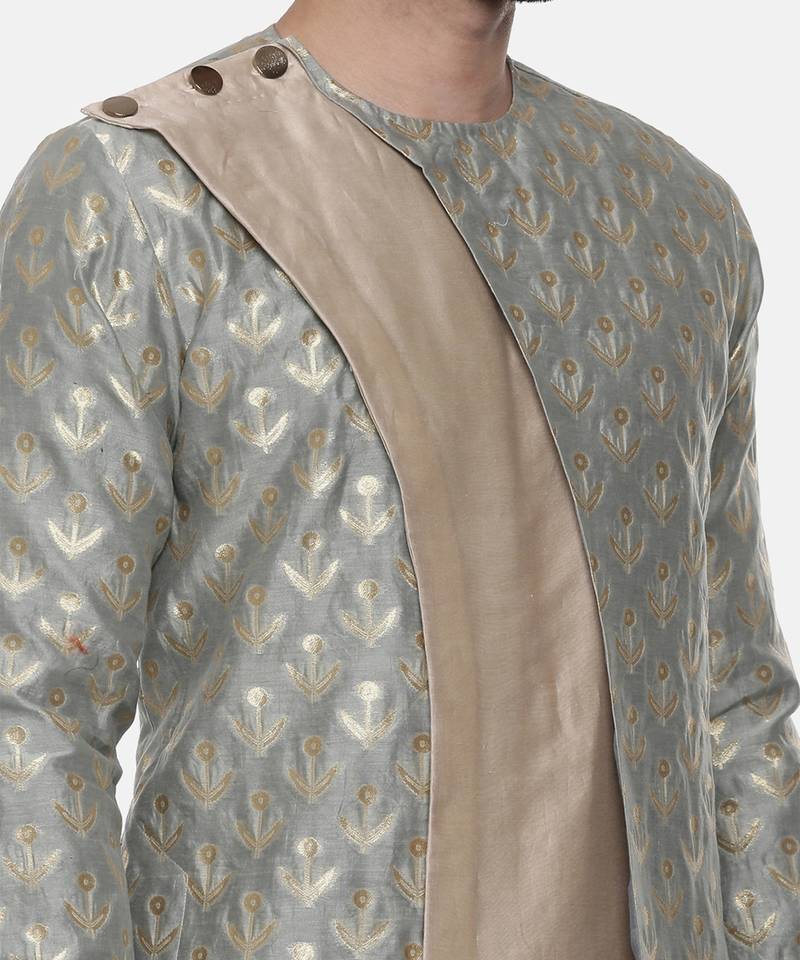 Banares Silk Brocade Green Kurta