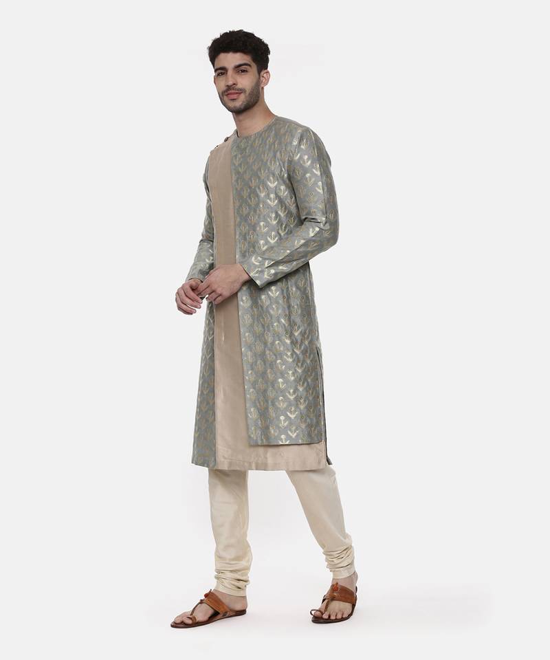 Banares Silk Brocade Green Kurta