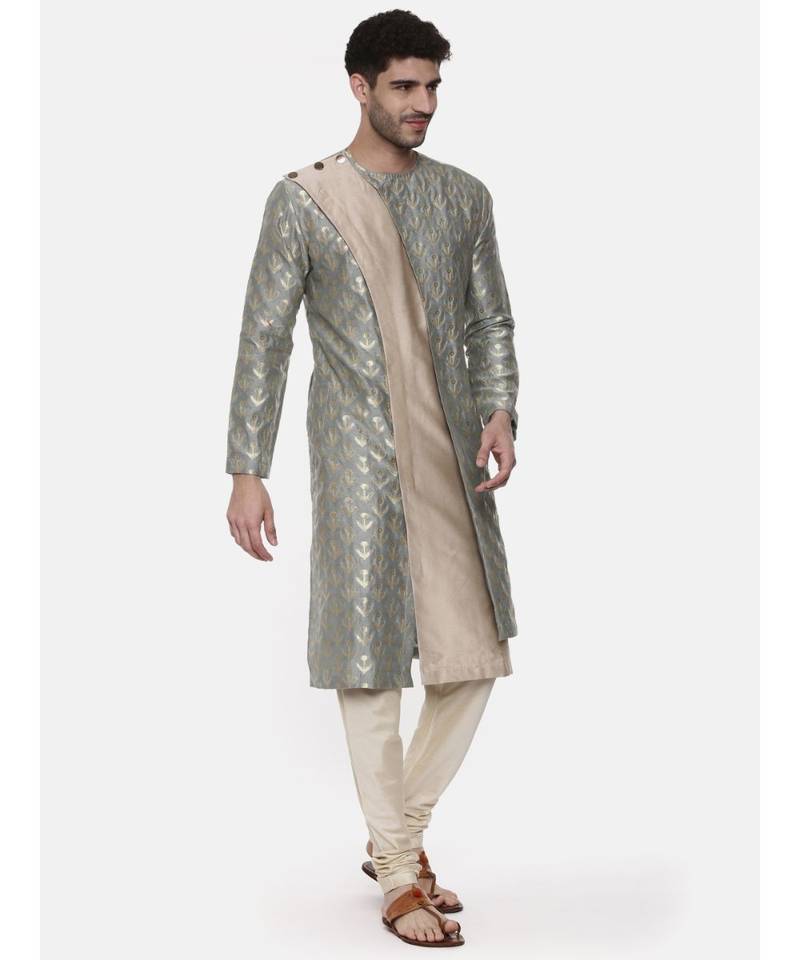 Banares Silk Brocade Green Kurta
