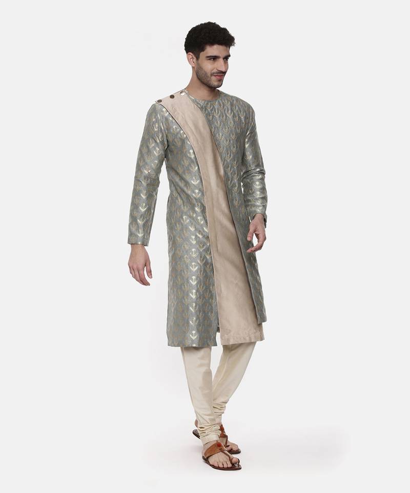 Banares Silk Brocade Green Kurta