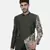 Classic Silk Cotton Green Printed Bandhgala