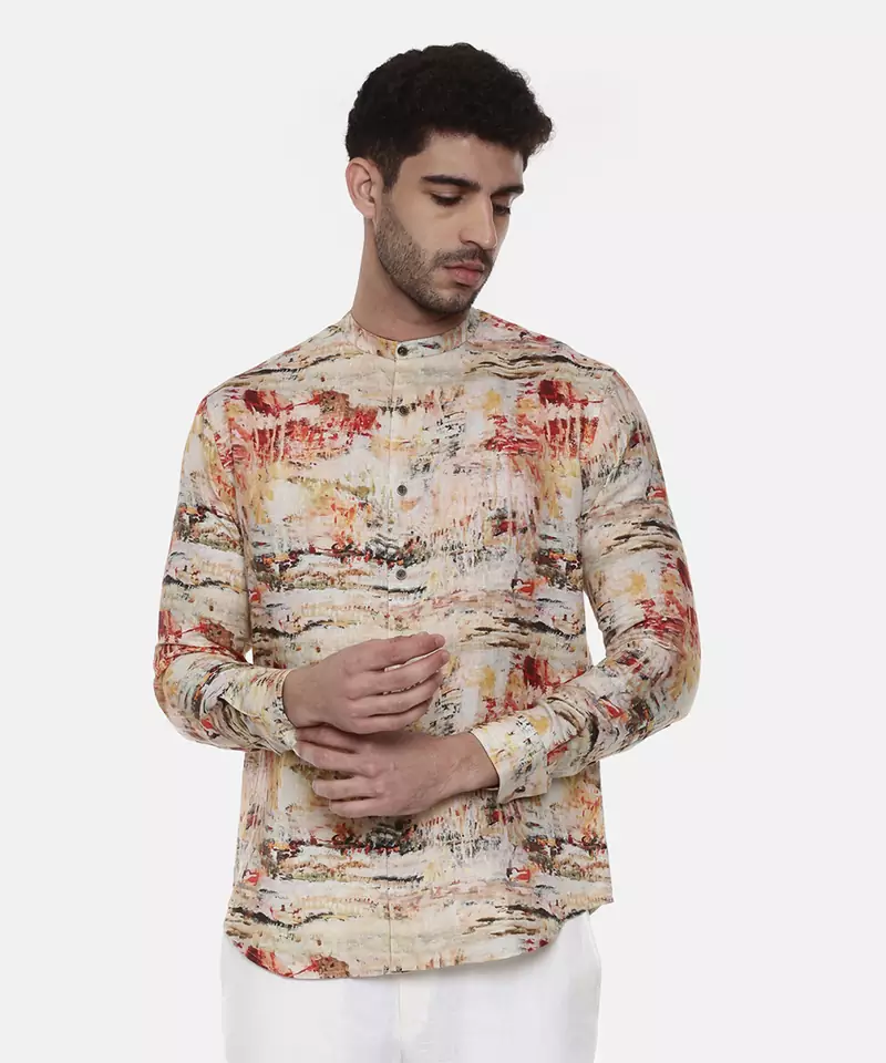 Abstract Linen Printed Shirt