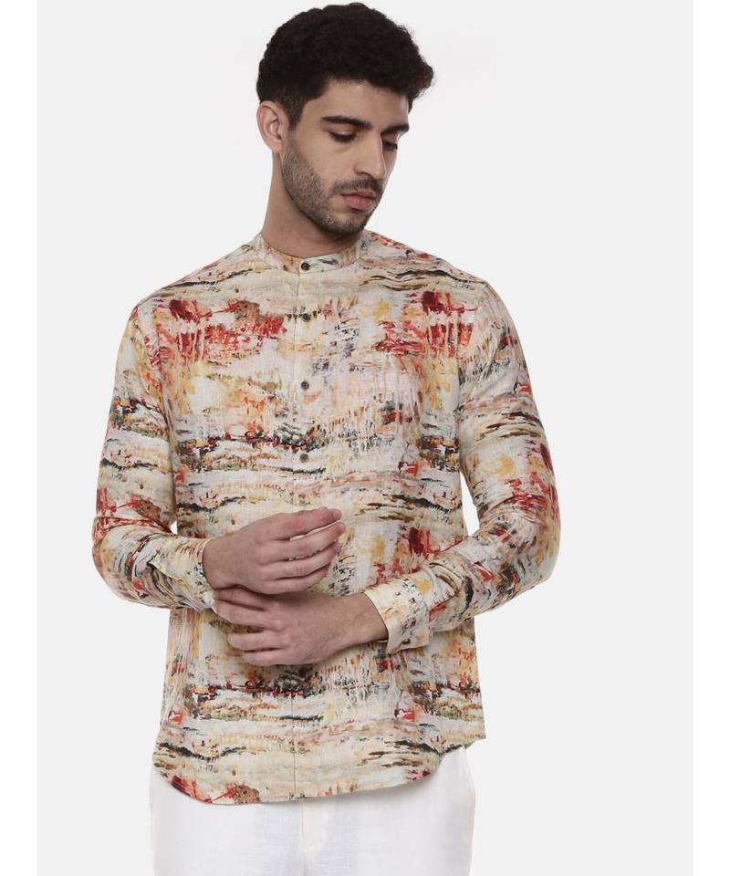 Abstract Linen Printed Shirt