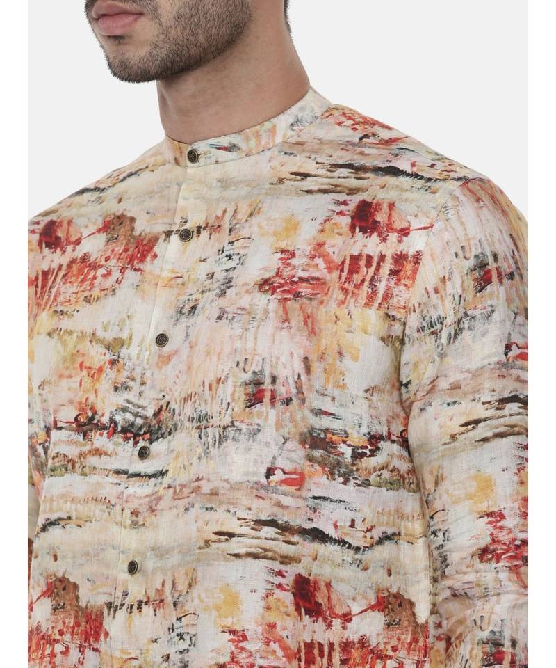 Abstract Linen Printed Shirt