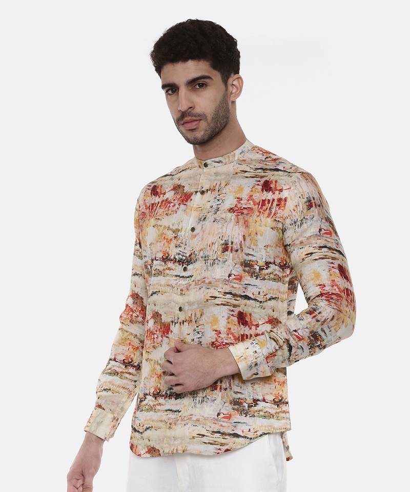 Abstract Linen Printed Shirt