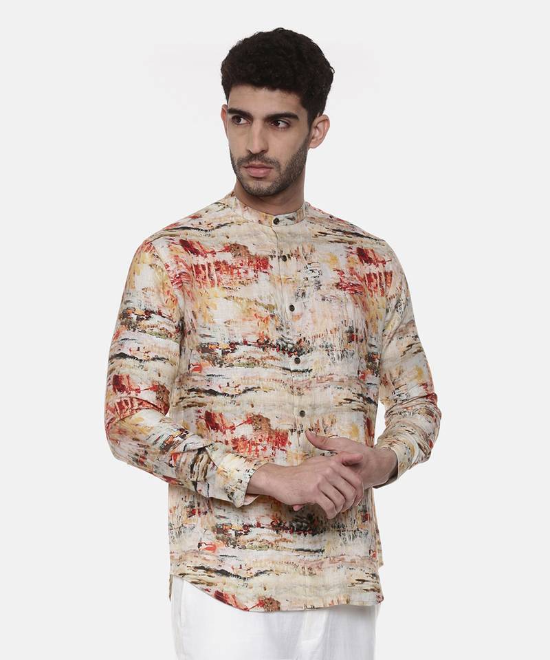 Abstract Linen Printed Shirt