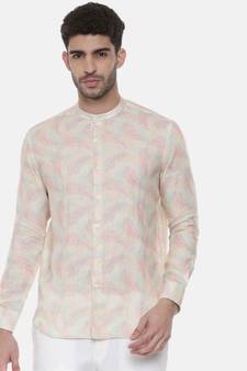 Pink Ivory floral Linen Shirt