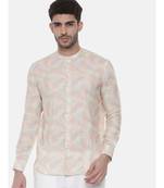 Pink Ivory floral Linen Shirt