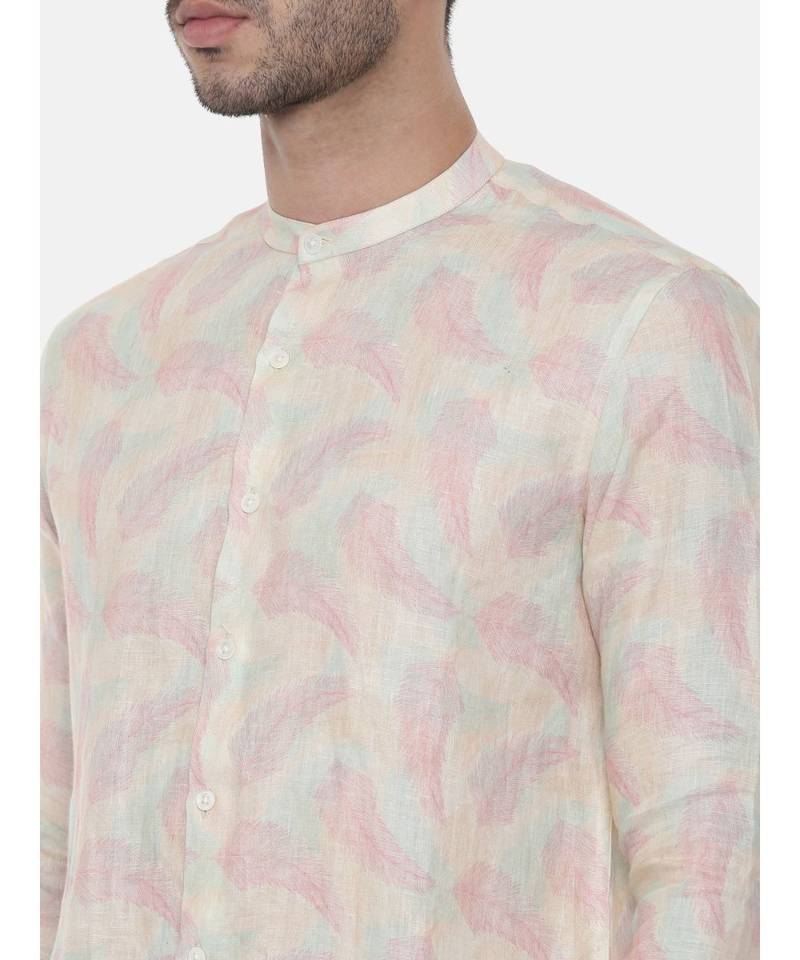 Pink Ivory floral Linen Shirt