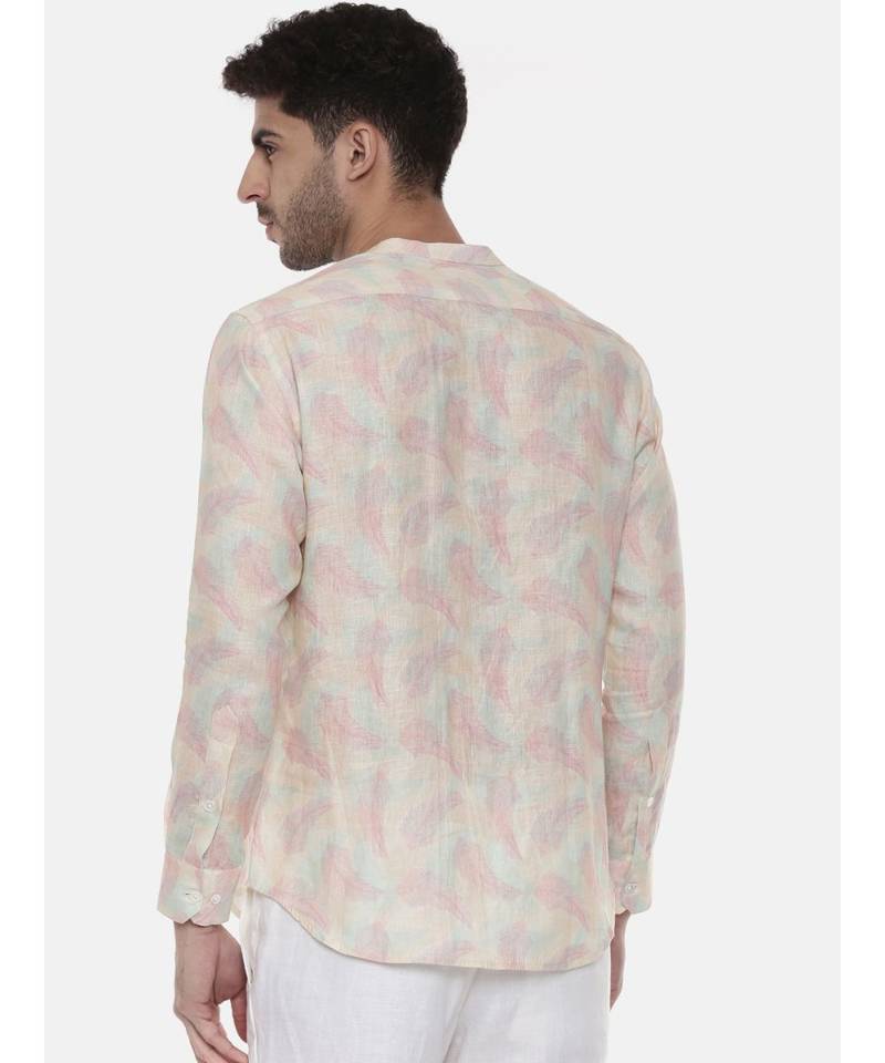 Pink Ivory floral Linen Shirt