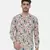 Blue Brown Floral Linen Shirt