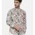 Blue Brown Floral Linen Shirt