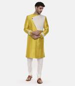 Classic Yellow Silk Slub Sherwani