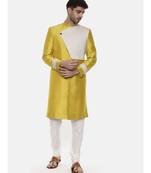 Classic Yellow Silk Slub Sherwani