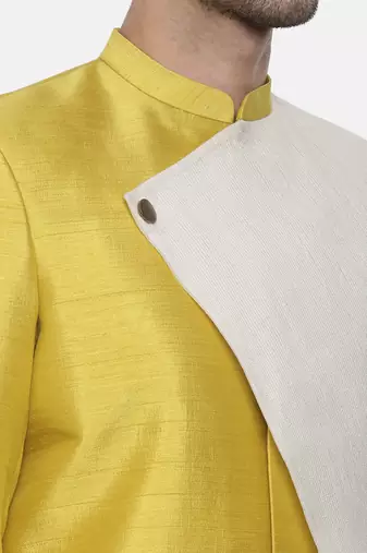 Classic Yellow Silk Slub Sherwani