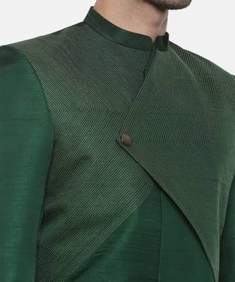 Green Silk Slub Sherwani 2