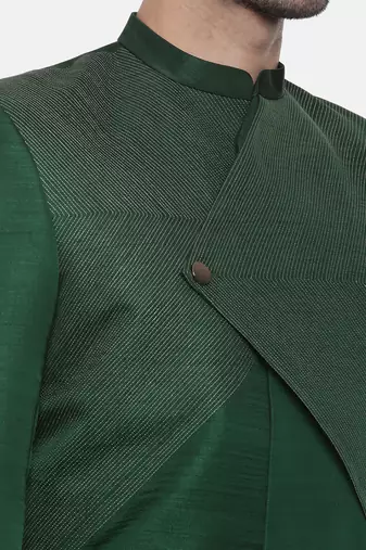 Green Silk Slub Sherwani
