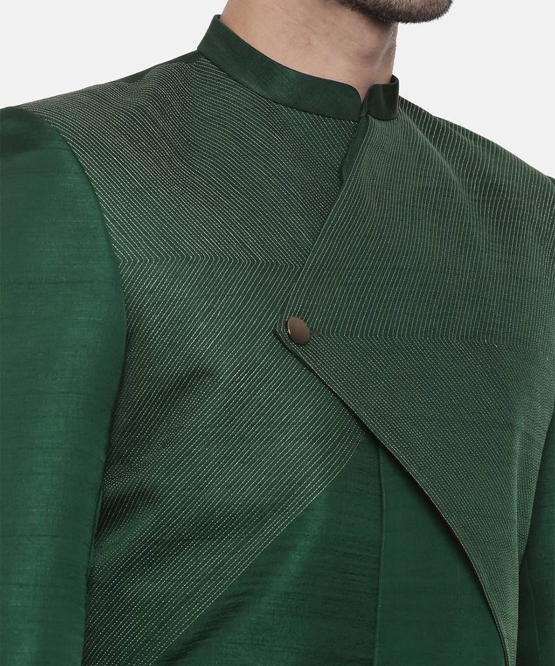 Green Silk Slub Sherwani